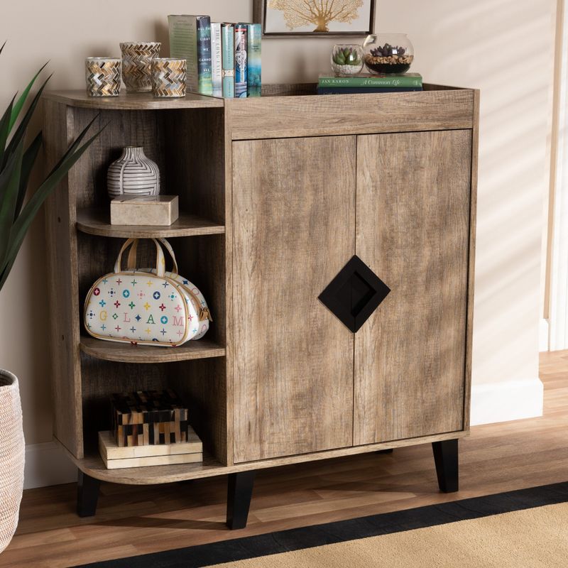 Wales Modern and Contemporary Rustic 2-Door Shoe Storage Cabinet - Modern & Contemporary - 4 shelves & Up - Cabinet - Oak Finish - Wood...