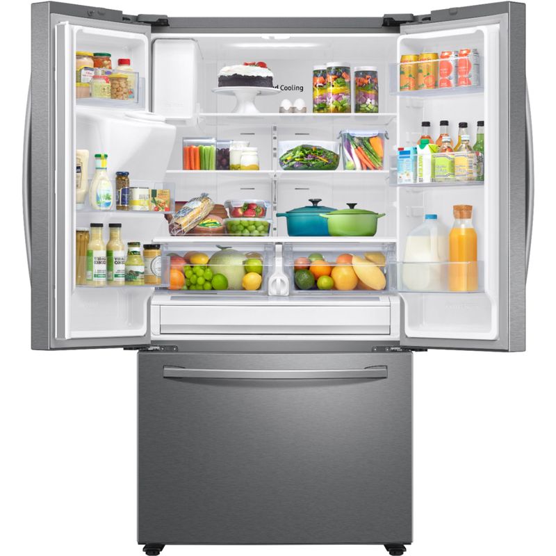Alt View Zoom 1. Samsung - 27 cu. ft. Large Capacity 3-Door French Door Refrigerator with External Water & Ice Dispenser - Stainless steel