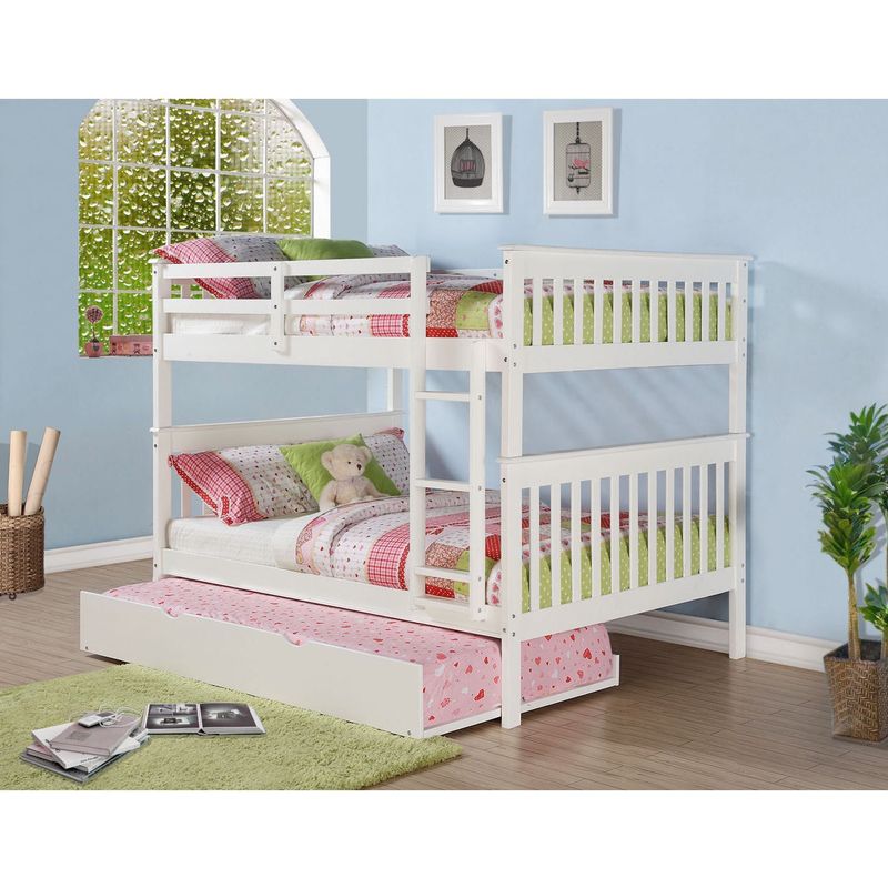 Donco Kids Mission Full Bunk Bed and Optional Storage Drawers or Twin Trundle - Full Size Bunk Bed