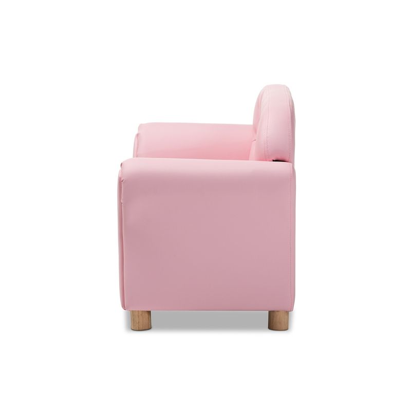 Contemporary Pink Faux Leather Loveseat