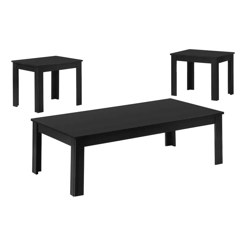 Table Set/ 3pcs Set/ Coffee/ End/ Side/ Accent/ Living Room/ Laminate/ Black/ Transitional