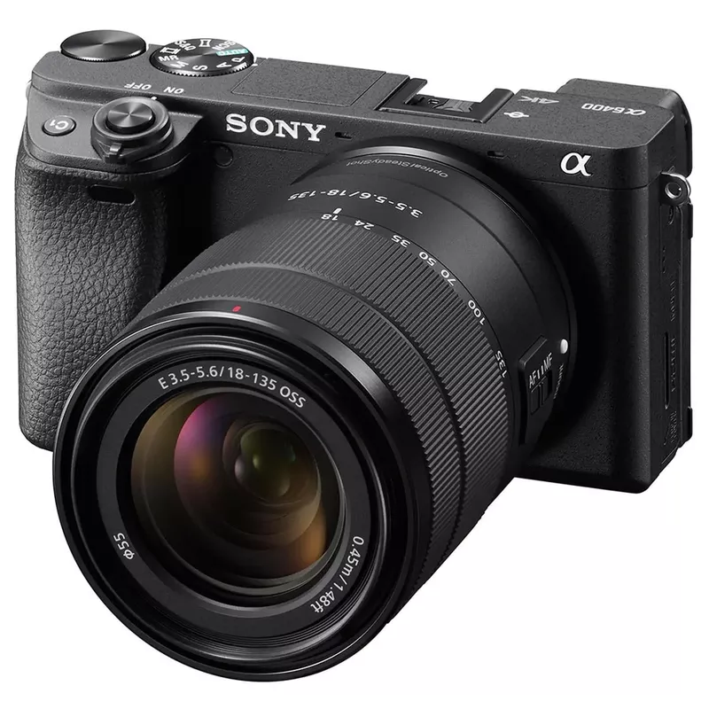 Sony Alpha a6400 Mirrorless Camera with 18-135mm f/3.5-5.6 OSS Lens - Bundle With Camera Case, 32GB SDHC Card, 55mm Filter Kit, Cleaning Kit, Card Reader, Memory Wallet, PC Software Pack