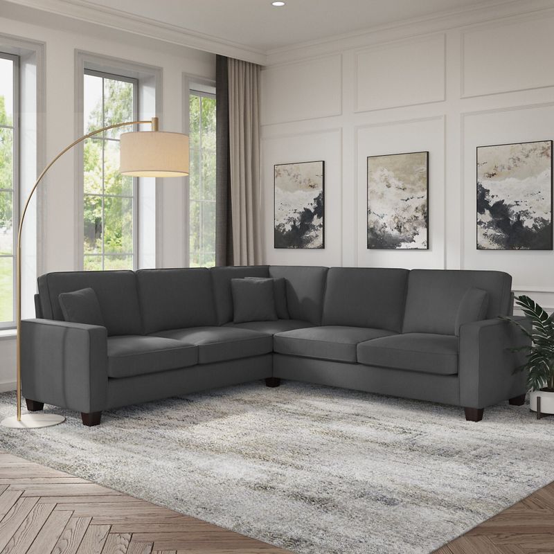 Stockton 98W L Shaped Sectional Couch by Bush Furniture - French Gray