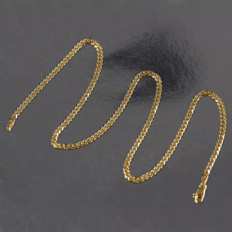 3.2 mm 14k Two Tone Gold Pave Curb Chain (24 Inch)
