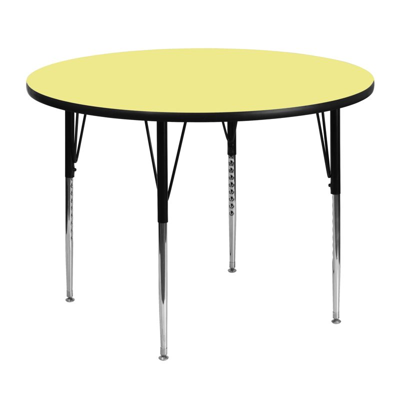48'' Round Thermal Laminate Activity Table - Adjustable Legs - Yellow