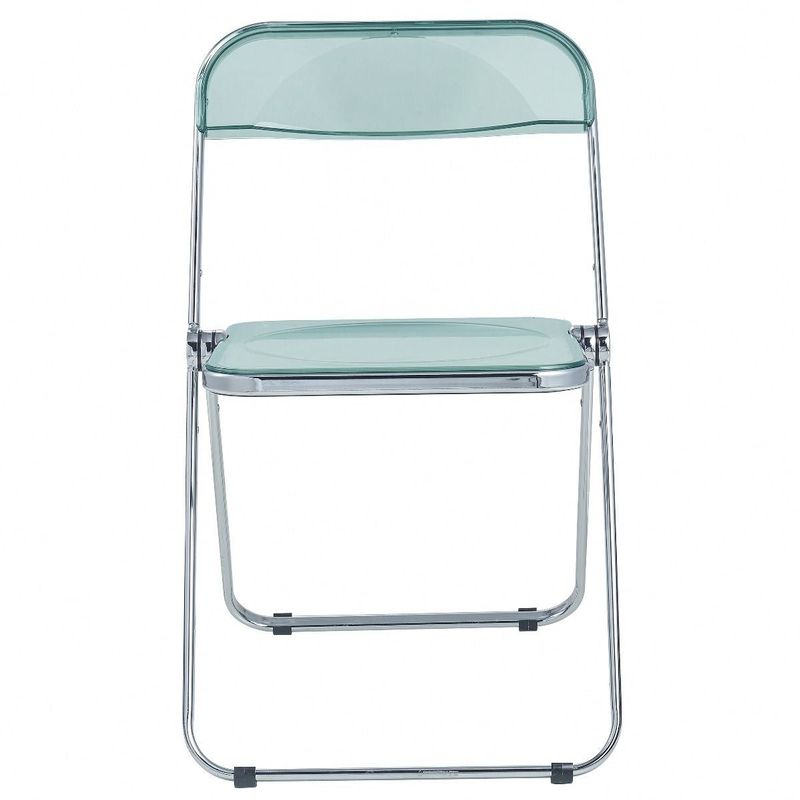 LeisureMod Lawrence Acrylic Folding Chair With Metal Frame - 30" - Transparent Black