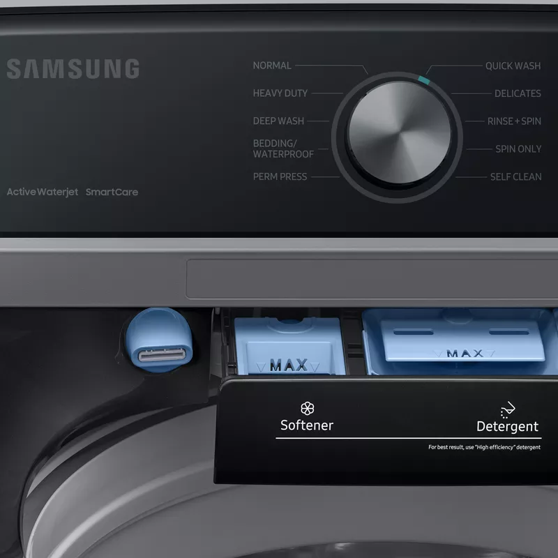 Samsung 4.4-Cu. Ft. Top Load Washer with ActiveWave Agitator and Active WaterJet, Brushed Black