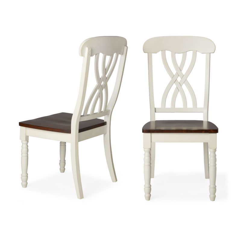 Mackenzie Country Style Two-tone Dining Chairs (Set of 2) by iNSPIRE Q Classic - Slat Back - Antique Black Finish