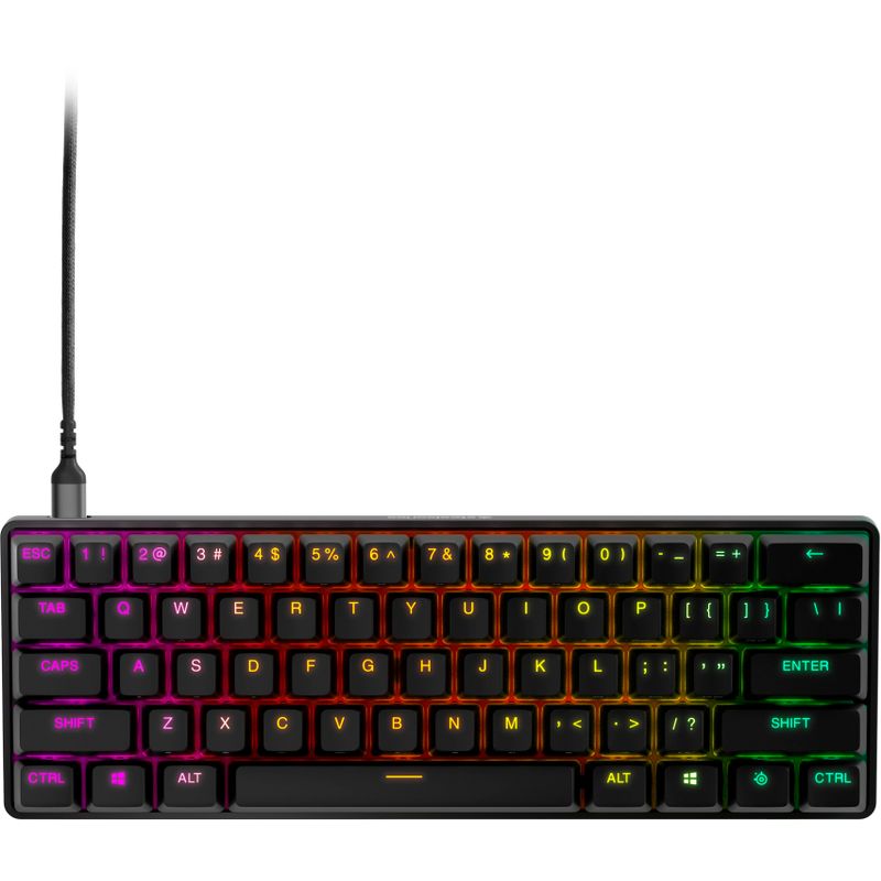 Front Zoom. SteelSeries - Apex Pro Mini 60% Wired Mechanical OmniPoint Adjustable Actuation Switch Gaming Keyboard with RGB Backlighting - B
