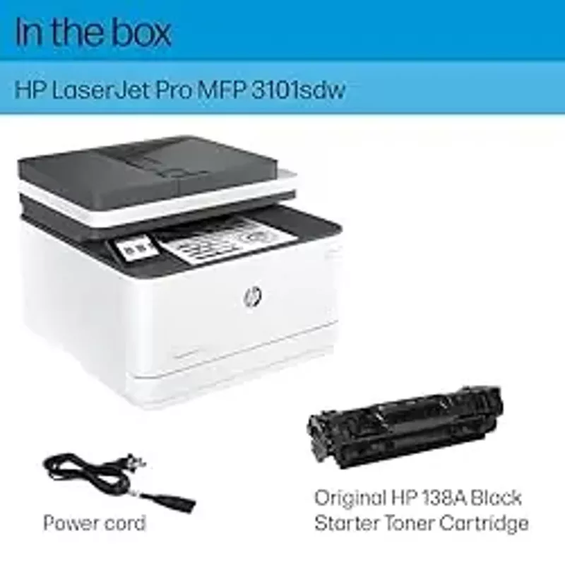 HP - LaserJet Pro MFP 3101sdw Wireless Black-and-White All-in-One Laser Printer - White