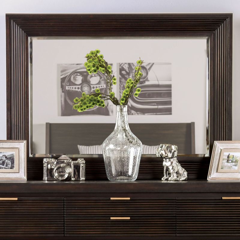 Furniture of America Bernado Dark Walnut Multi-Storage Dresser Mirror - Dark Walnut - 8-drawer