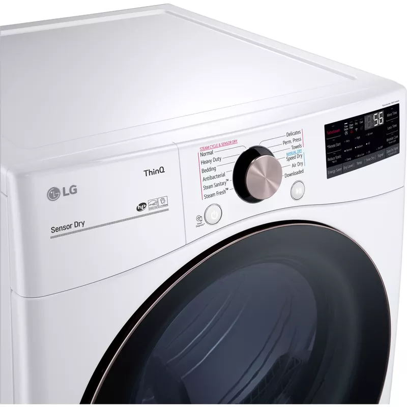 LG - 7.4 Cu. Ft. Stackable Smart Gas Dryer with Steam and Built-In Intelligence - White