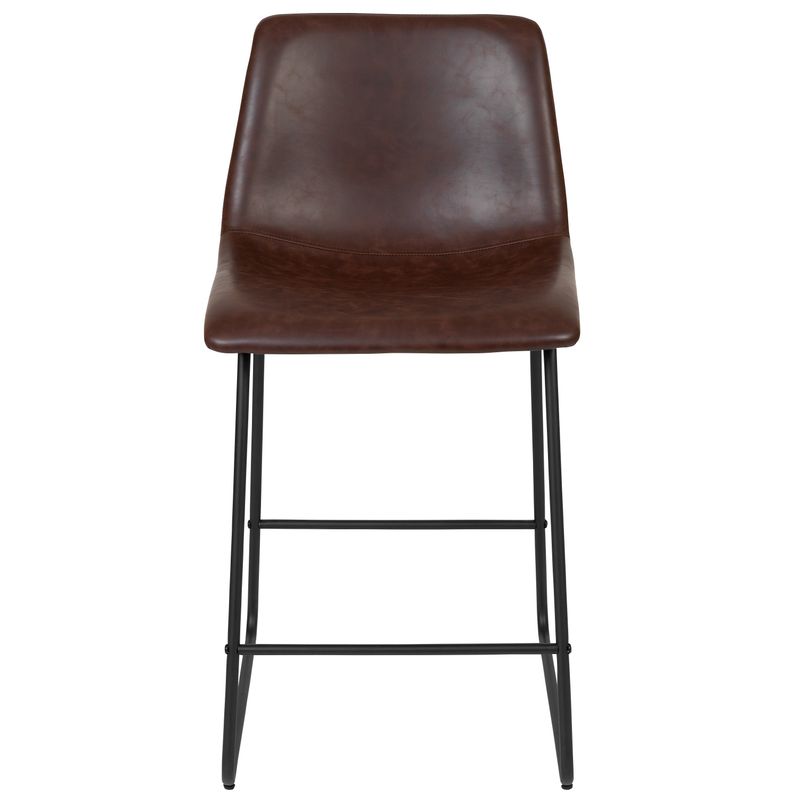 LeatherSoft Counter-height Stools (Set of 2) - Light Brown