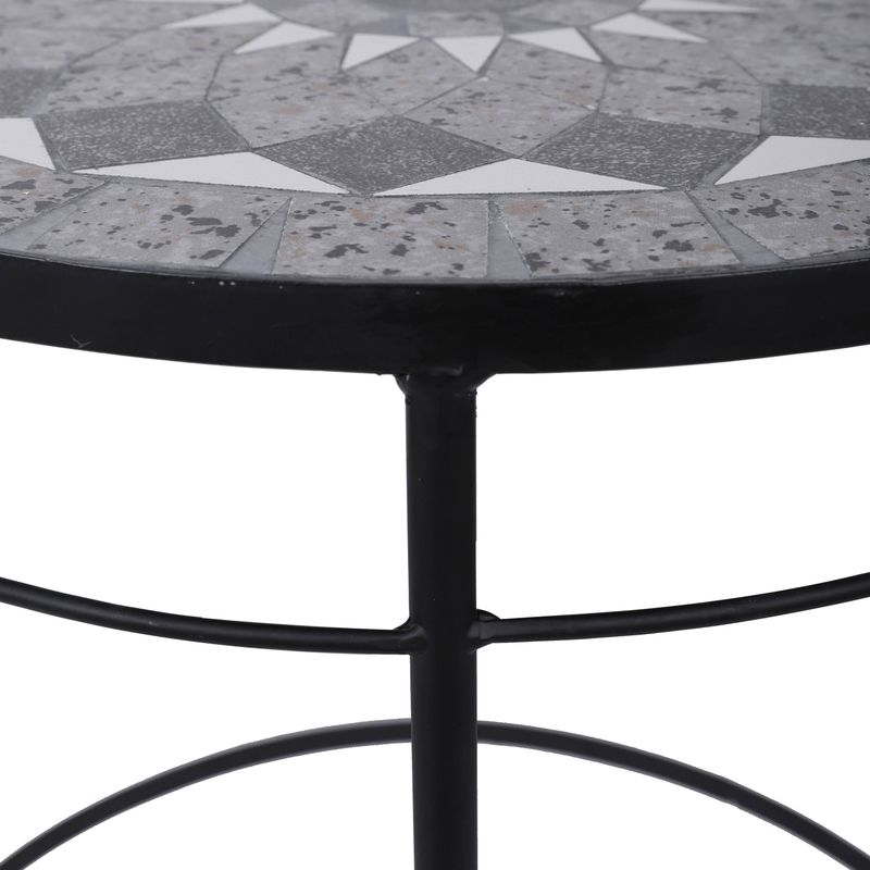 Russell MosaicTile and Metal Outdoor Nesting Tables, Set of 3 - Black