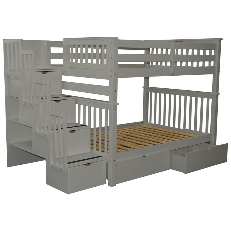 Taylor & Olive Trillium Full over Full Stairway Bunk Bed & 2 Drawers - Dark Cherry