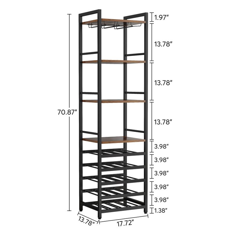 20 Bottle Wine Bakers Rack, 9 Tier Freestanding Wine Rack with Glass Holder and Storage Shelves - 17.72 x 13.78 x 70.87 inches - 17.72...