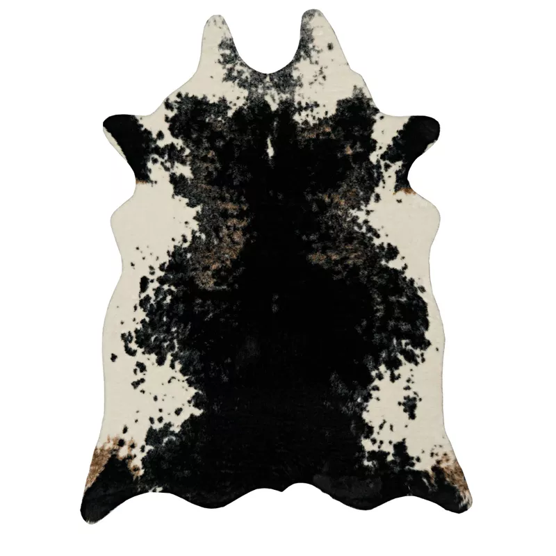 Darragh Faux Cow Hide Black And White Area Rug