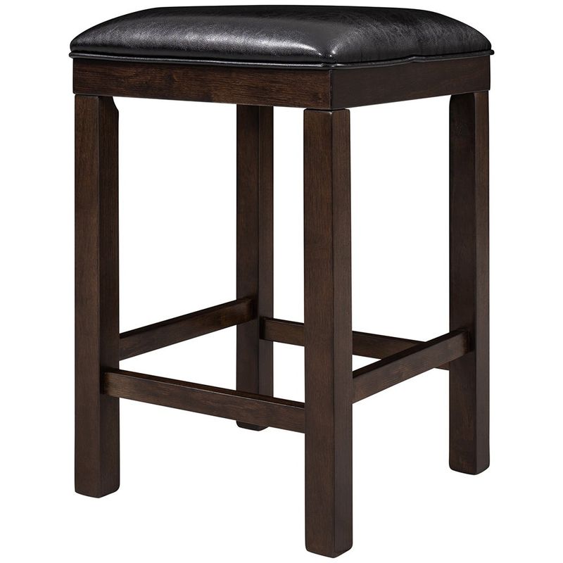4-Piece Counter Height Table Set with Socket and Leather Padded Stools - Espresso