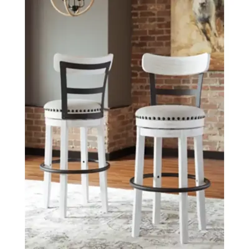 White Valebeck Tall Upholstered Swivel Barstool(1/CN)