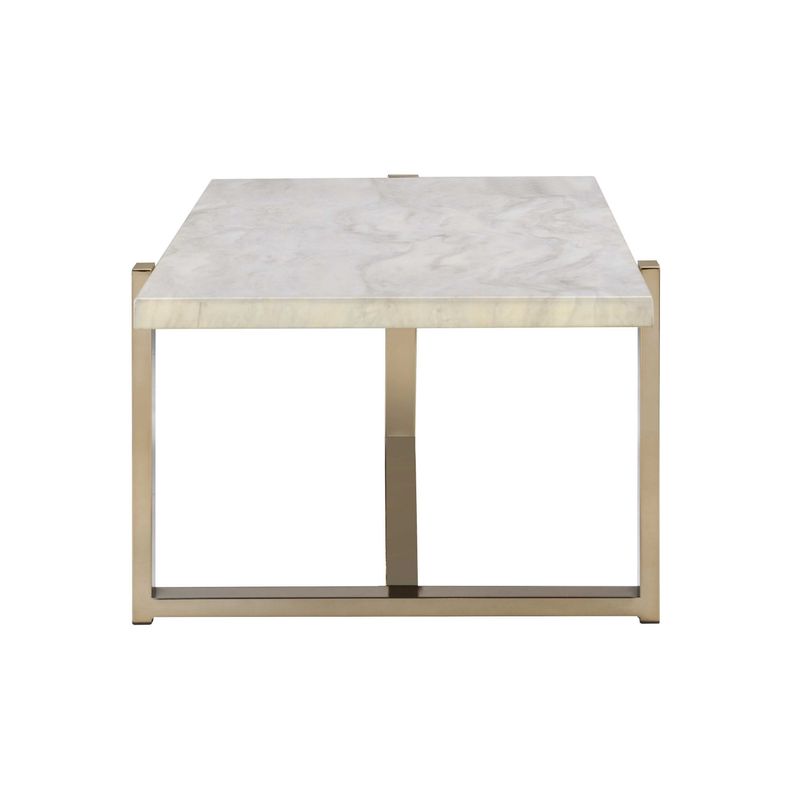 ACME Feit Coffee Table, Faux Marble & Champagne