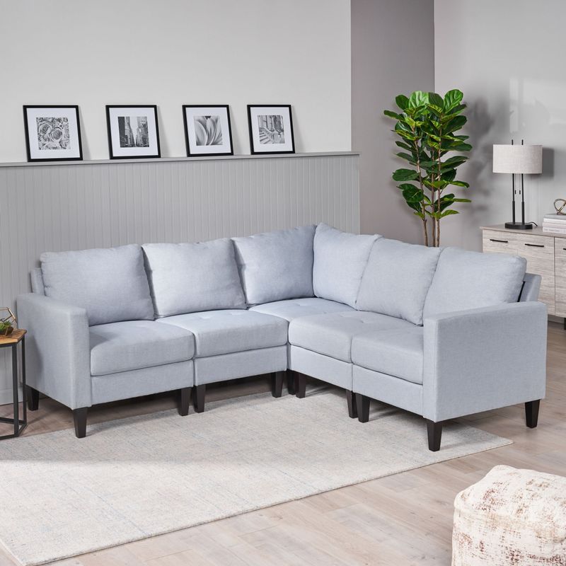 Zahra Modern Fabric  5-piece Sofa Sectional by Christopher Knight Home - Navy Blue
