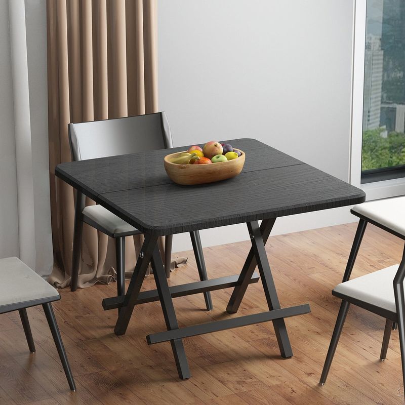 31.5'' Square Fold-in-Half Portable Folding Table Office Coffee Desk - Black