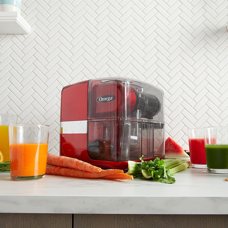 Alt View Zoom 12. Omega - Cold Press 365® Masticating Slow Juicer with OnBoard Storage, Red - Red
