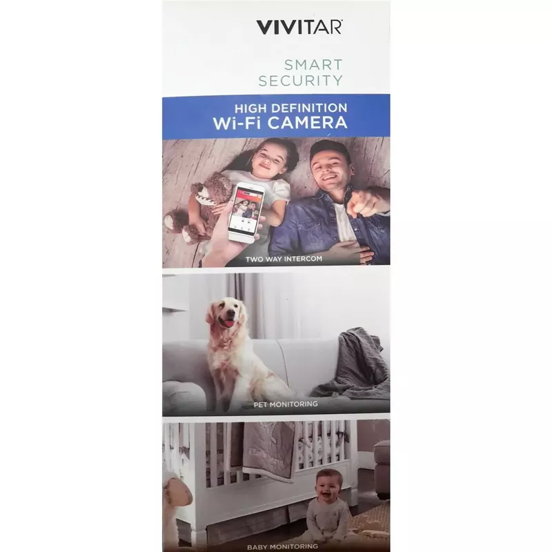 Vivitar IPC112G 720p HD Indoor Wide Angle View Security Wi-Fi Camera with 16' Night Vision White