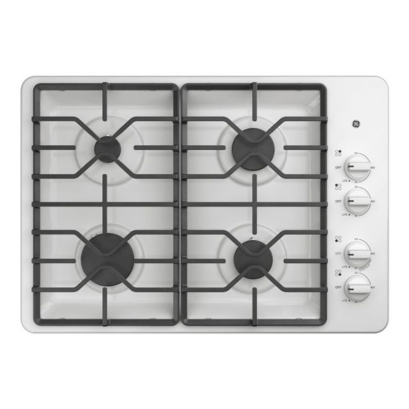 Ge Ada 30" White Built-in Gas Cooktop With Dishwasher-safe Grates