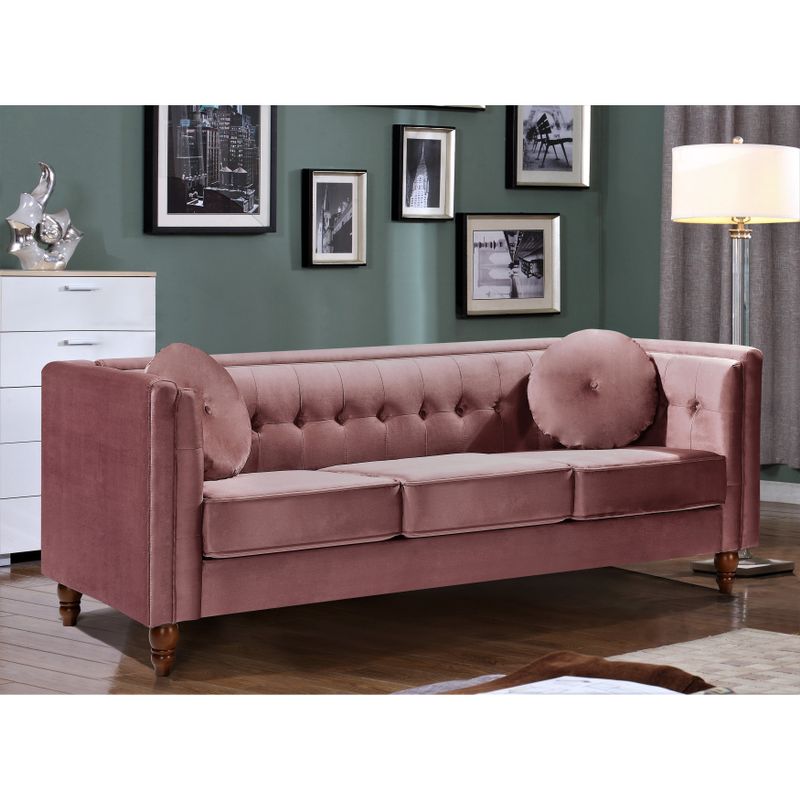 Angie Classic Kittleson Chesterfield 2-Piece Set-Chair & Sofa - Rose