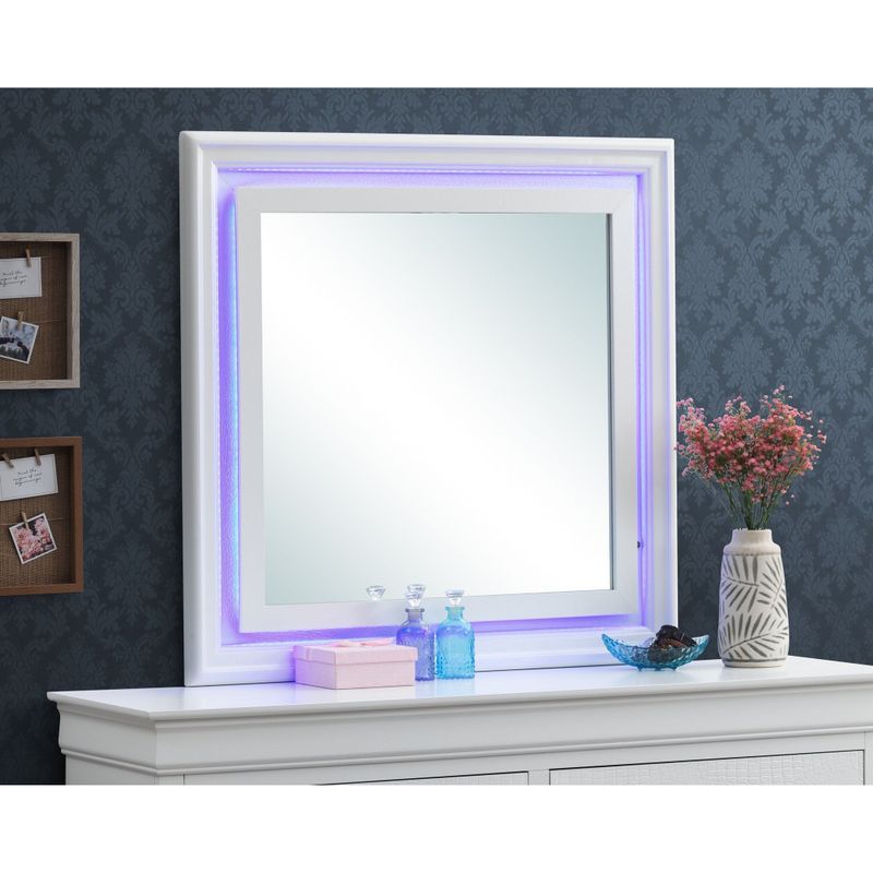 Lorana LED Lighted Bedroom Mirror - Charcoal