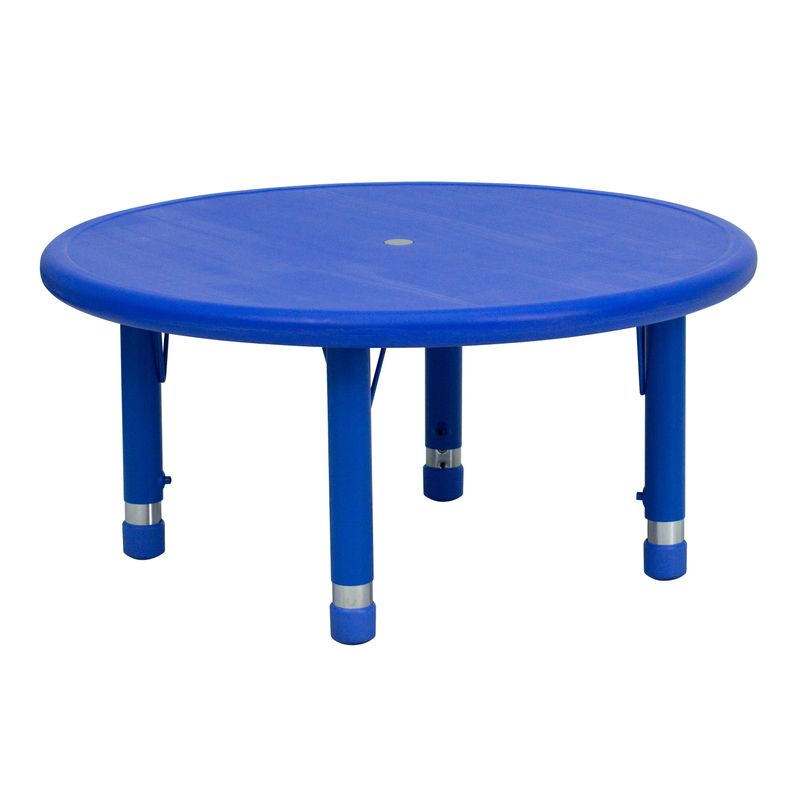 33" Round Plastic Height Adjustable Activity Table - School Table for 4 - Green