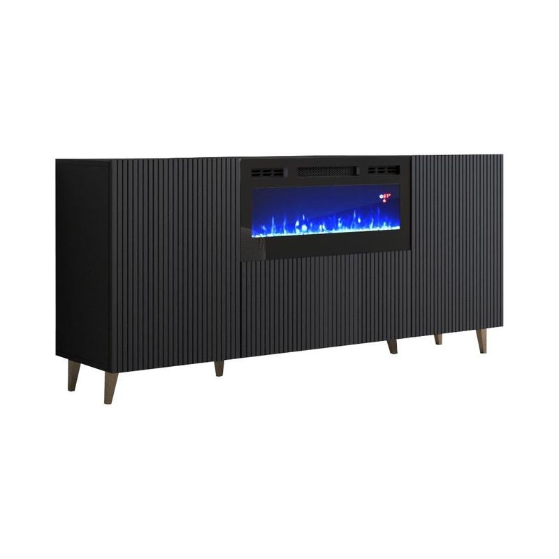 Pafos BL-EF Electric Fireplace 71" Sideboard - Black