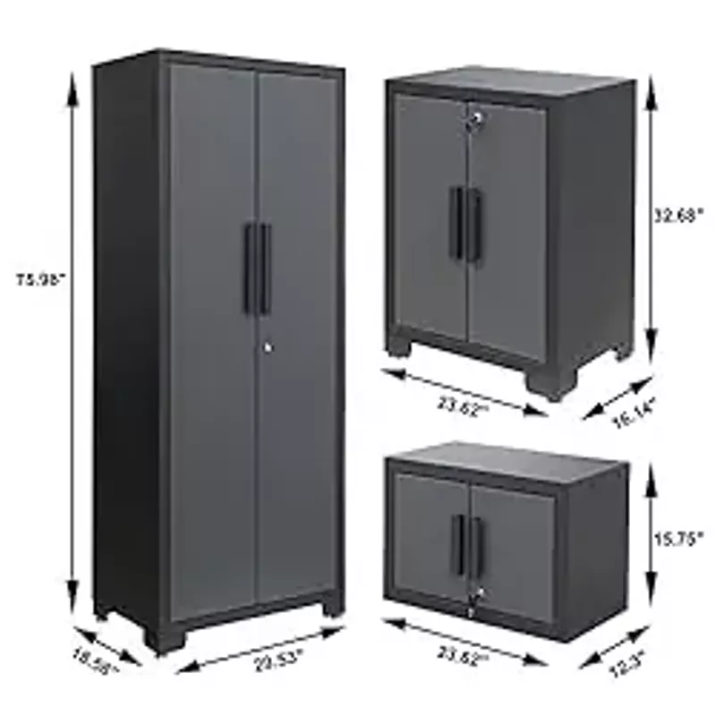 BIG RED 9 Piece Storage Cabinet, Black/Grey