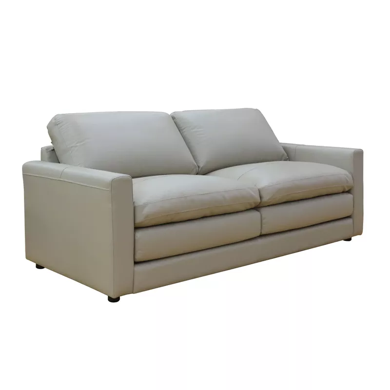 Knox 81 in. Taupe Leather Match Large 2-Cushion Condo Size Sofa