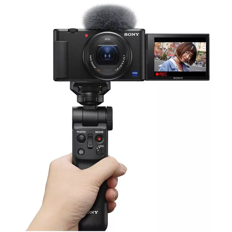 Sony Sony ZV-1 Compact 4K HD Camera - With Sony ACCVC1 Vlogger Accessory Kit with Wireless Bluetooth Grip / Tripod (GP-VPT2 BT) and 64GB UHS-II SD Card (SF-E64/T1)