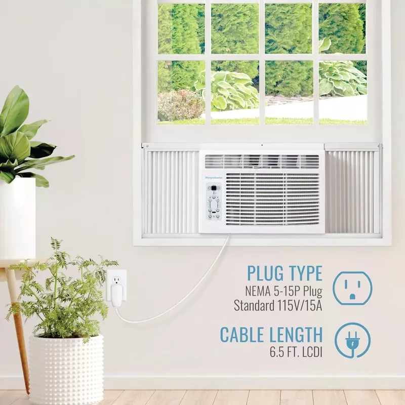 8,000 BTU Window-Mounted Air Conditioner with Follow Me LCD Remote Control