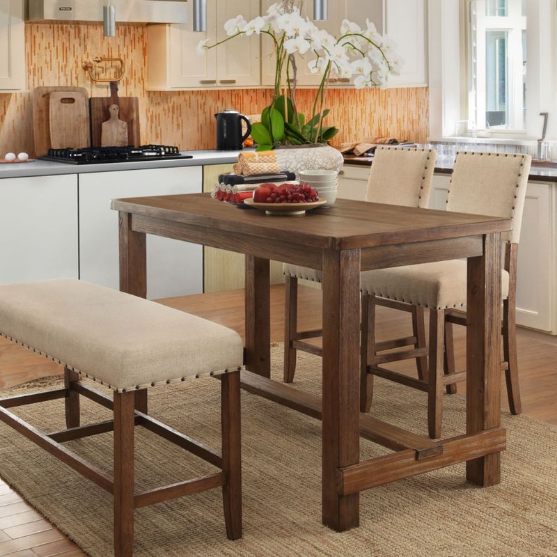 Furniture of America Tays Rustic Brown Counter Height Dining Set - Natural Tone