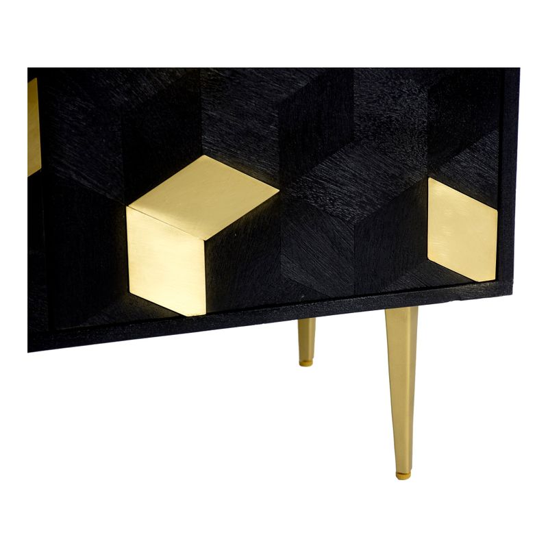 Aurelle Home Sago Modern Black Mango Wood Cabinet with Gold Foil Accents - Black