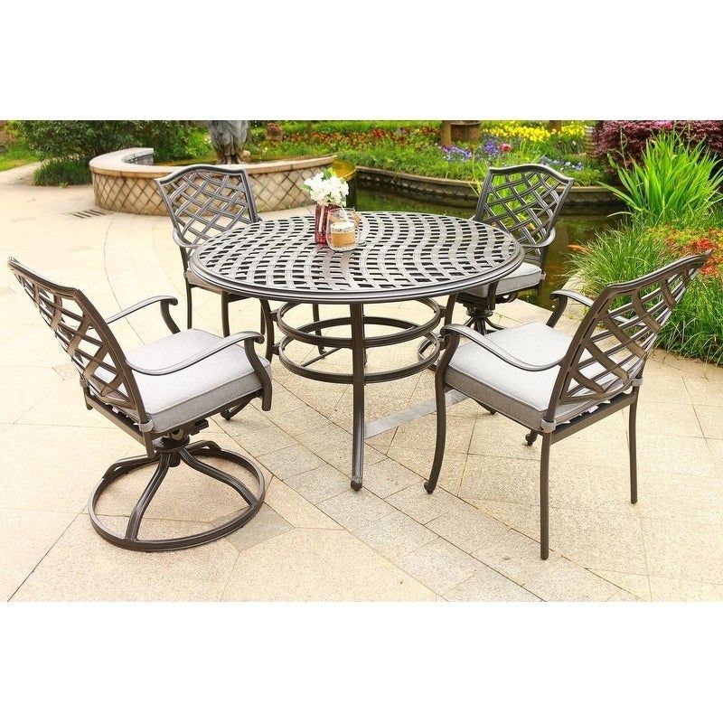 Deer Lake 5-piece Outdoor Aluminum Dining Set with Cushions by Havenside Home - Blue