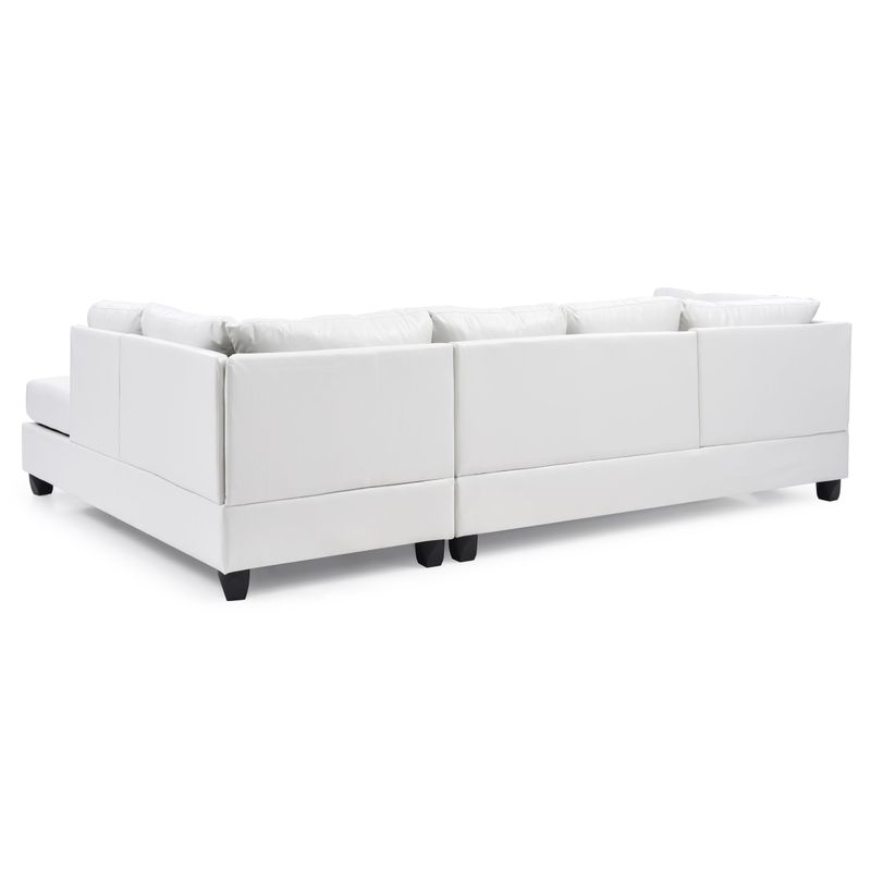 Malone L-shaped Reversible Faux Leather Sectional Sofa - White