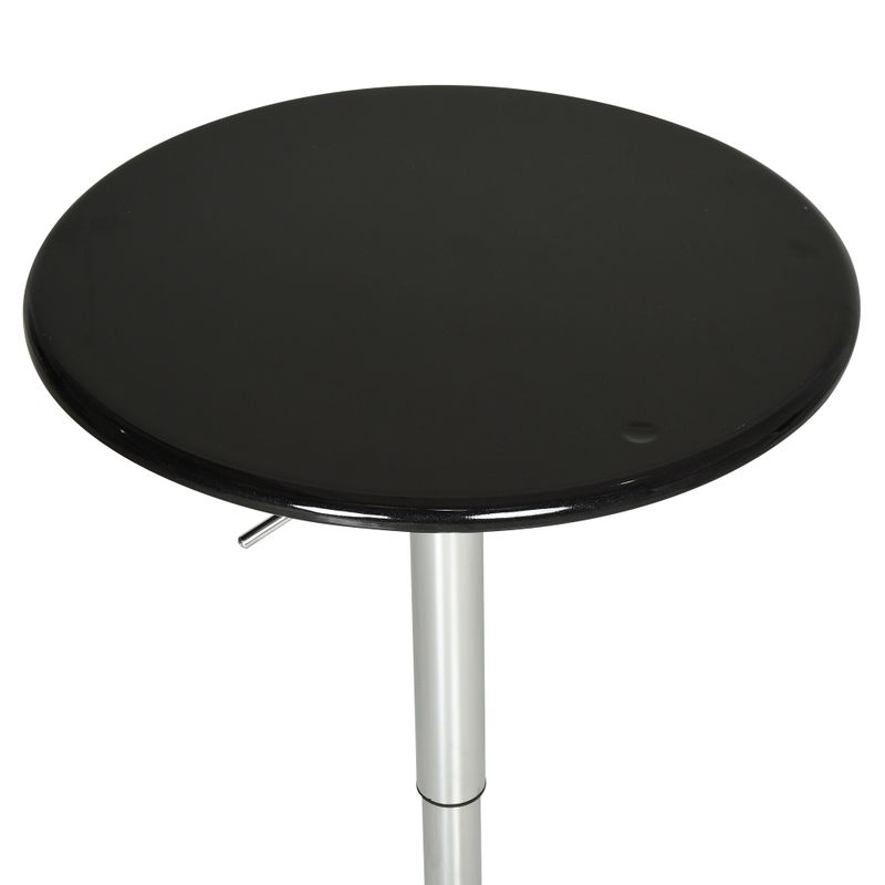 HOMCOM Round Cocktail Bar Table Metal Base Tall Bistro Pub Desk Adjustable Counter Height Black Silver - Black