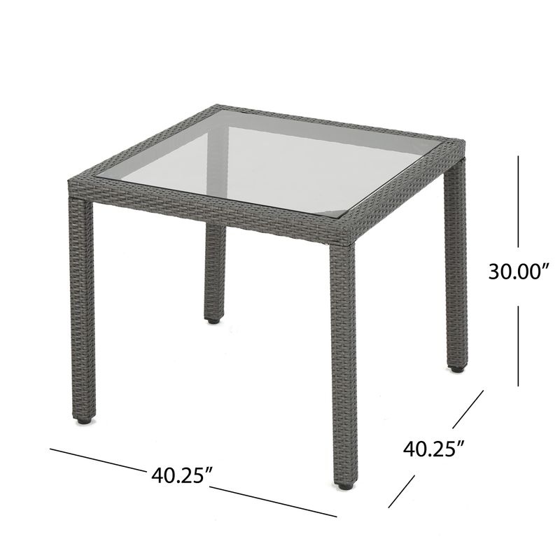 San Pico Outdoor Wicker Square Dining Table by Christopher Knight Home - Grey with Silver