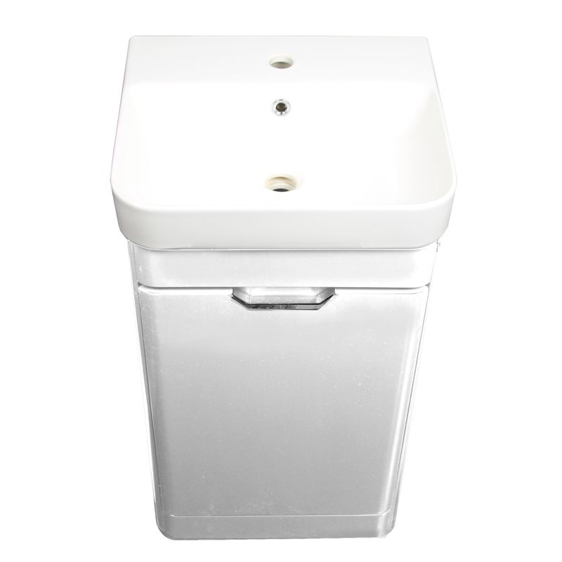 Highpoint Collection White Glossy Modern Floor Vanity Single Door - 19" x 16.5" x 33" - Glossy - White