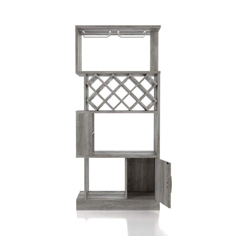 DH BASIC Urban Dual-Side Access Lattice 11-Bottle Wine Rack and Cabinet by Denhour - Light Hickory