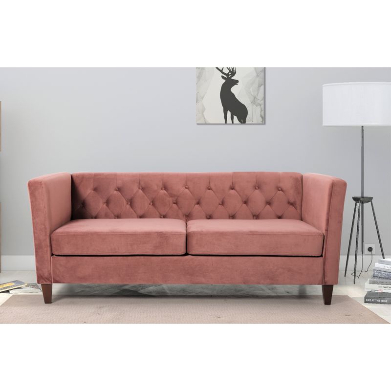 Lisette Velvet 2PCs Living Room Set Sofa & Loveseat - Pink