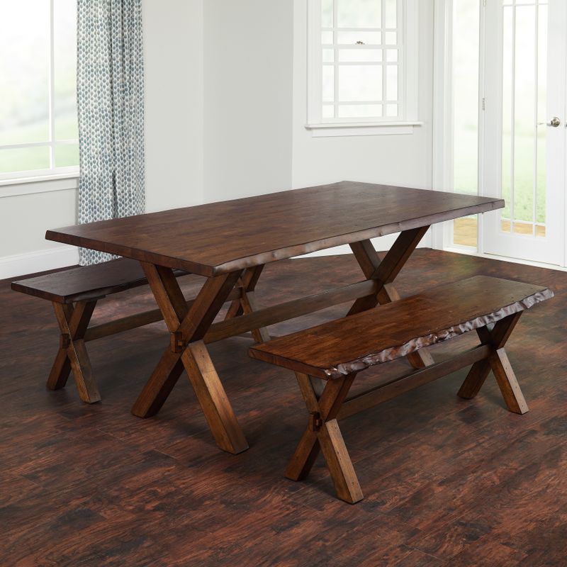 Simple Living Mandeville Live Edge Solid Wood Dining Table - Walnut - Mandeville Dining Table