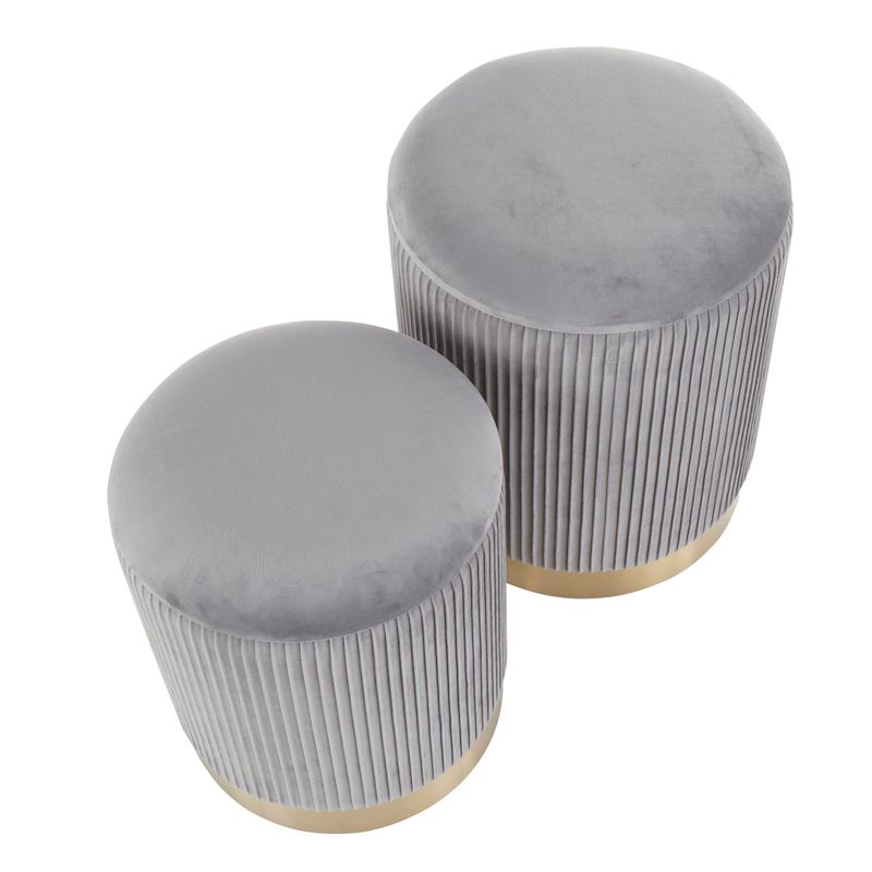 Silver Orchid Corday Contemporary Pleated Nesting Ottoman Set - Cream