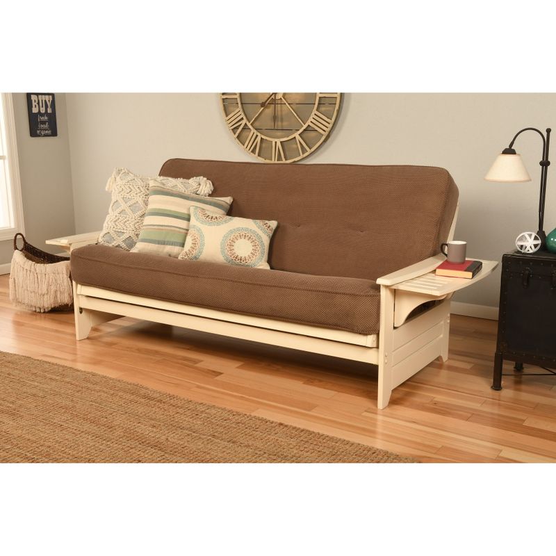 Copper Grove Dixie Futon Frame in Antique White Wood with Innerspring Mattress - Peter's Cabin