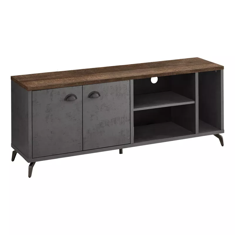 TV Stand/ 60 Inch/ Console/ Media Entertainment Center/ Storage Cabinet/ Living Room/ Bedroom/ Laminate/ Metal/ Grey/ Brown/ Contemporary/ Modern